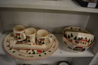 A quantity of Masons Christmas Village china.