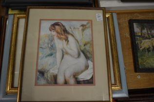 A group of prints to include seated female nude, flower studies, landscapes etc.