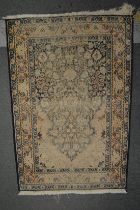 A small silk Persian prayer rug (worn) 95cm x 63cm.