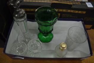 A Victorian Jubilee etched glass beaker and other items.
