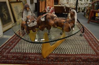 A 'Boomerang' glass and hardwood coffee table.