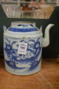 A Chinese blue and white teapot.
