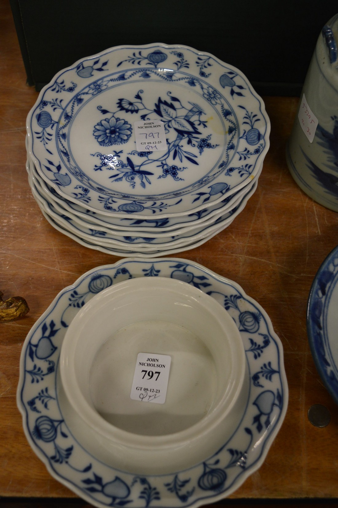 A small group of Meissen Onion pattern china.