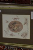 A collection of framed and unframed prints depicting dogs.