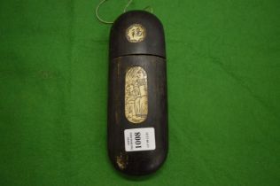 A Chinese wooden spectacle case.