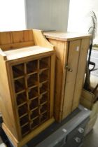 Pine cupboard and wine rack.