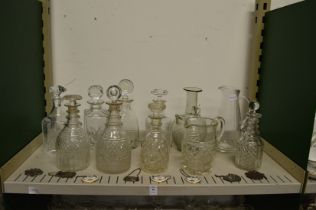 Cut glass decanters etc.