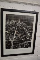 Henri Silberman, New York night time skyline, reproduction black and white photographic print.