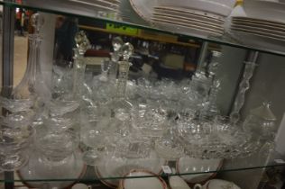 A quantity of glassware to include decanters etc.