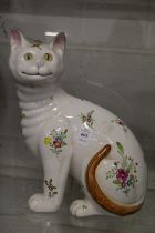 A 'Galle' floral decorated pottery cat.