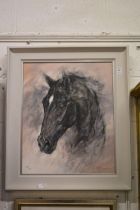 Gillian Harris, study of a black horses head, watercolour, signed together with a similar print.