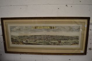 A colour panoramic engraving of Brussels.