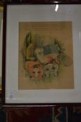Louis Wain, 'One to Love', colour print and various other prints.