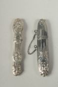 Two silver needle or toothpick holders.