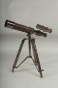 A telescope on a stand.