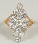 A silver gold plated Deco style ring.