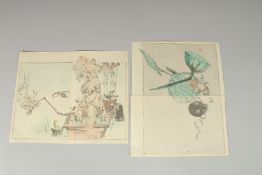 SHOTEI WATANABE (1851-1918): FROM SEITEI'S ALBUM OF KACHOGA; 1890, two original Japanese woodblock