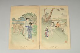 SHUNTEI MIYAGAWA (1873-1914): FROM THE SERIES OF DAILY LIFE OF CHILDREN; 1896, two original Japanese