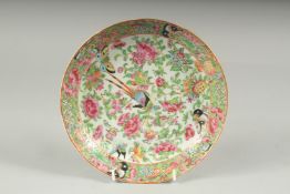 A FINE CHINESE CANTON FAMILLE ROSE PORCELAIN PLATE, decorated with painted enamels depciting