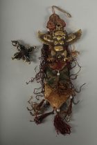 A SMALL TIBETAN FOUR-PRONG VAJRA AND GARUDA HANGING ORNAMENT, (2).