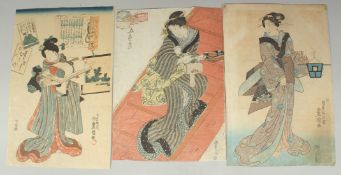 TOYOKUNI III UTAGAWA (1786-1865) & TOYOKUNI II UTAGAWA (1777-1835): EDO BEAUTIES; three mid 19th
