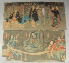 TOYOKUNI III UTAGAWA (1786-1865) & KUNISADA II UTAGAWA (1823-1880): KABUKI ACTORS; two mid 19th
