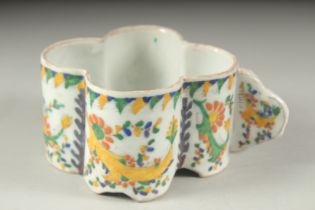 AN OTTOMAN ARMENIAN RELIGIOUS GLAZED POTTERY CUP.