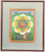 A FINE AND LARGE 18TH -19TH CENTURY INDIAN TANTRIC PAINTING, image 31cm x 24cm.
