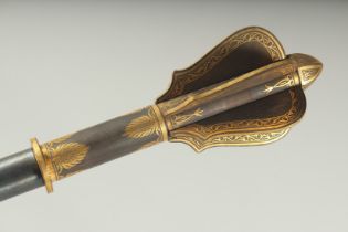 AN OTTOMAN BALKAN HEAVY GOLD INLAID BATTLE MACE, 52cm long.