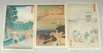 HIROSHIGE II UTAGAWA (1826-1869): FROM THE SERIES OF 36 VIEWS OF EASTERN CAPITAL, 1859-1862; three