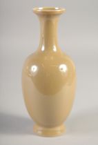 A CHINESE YELLOW GROUND PORCELAIN VASE, 22cm high.