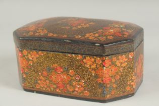 A FINE LATE 19TH CENTURY INDIAN KASHMIRI LACQUERED BOX.