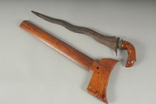 A FINE 19TH CENTURY INDONESIAN KRIS DAGGER, 48cm long overall.