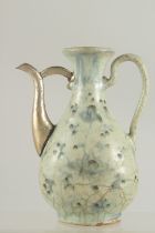 A RARE CHINESE MING DYNASTY OR EARLIER BLUE AND WHITE EWER, made for the Islamic market, 18.5cm