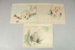 SHOTEI WATANABE (1851-1918): FROM SEITEI'S ALBUM OF KACHOGA; 1890, three original Japanese woodblock