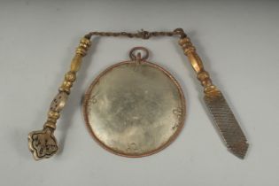 A TIBETAN MIRROR AND TANTRIC MEDICINE TOOL, (2).