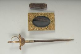 A COLLECTION OF THREE 19TH - 20TH CENTURY TOLEDO GOLD INLAID STEEL ITEMS, (3).