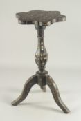 AN INDIAN MOTHER OF PEARL INLAID SIDE TABLE, 58cm high.