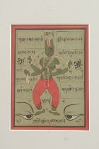 A 19TH CENTURY INDIAN SCHOOL MINIATURE PAINTING OF VISHNU AVATAR, Vishnu with a face of alligator