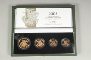 THE ROYAL MINT. 2005, UNITED KINGDOM GOLD PROOF FOUR COIN SOVEREIGN COLLECTION. Cerificate 0231. £