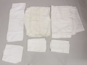 SIX EMBROIDERED WHITE TABLECLOTHS.