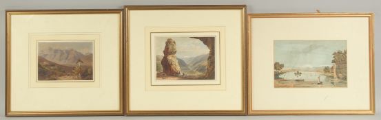 A group of three Early 19th Century English School views of Swiss subjects, watercolour. Each around