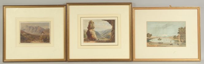 A group of three Early 19th Century English School views of Swiss subjects, watercolour. Each around