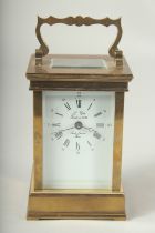 A GOOD BRASS CARRIAGE CLOCK.