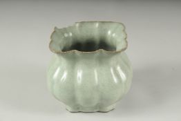 A CHINESE SQUARE PORCELAIN BOWL. 4.5ins.