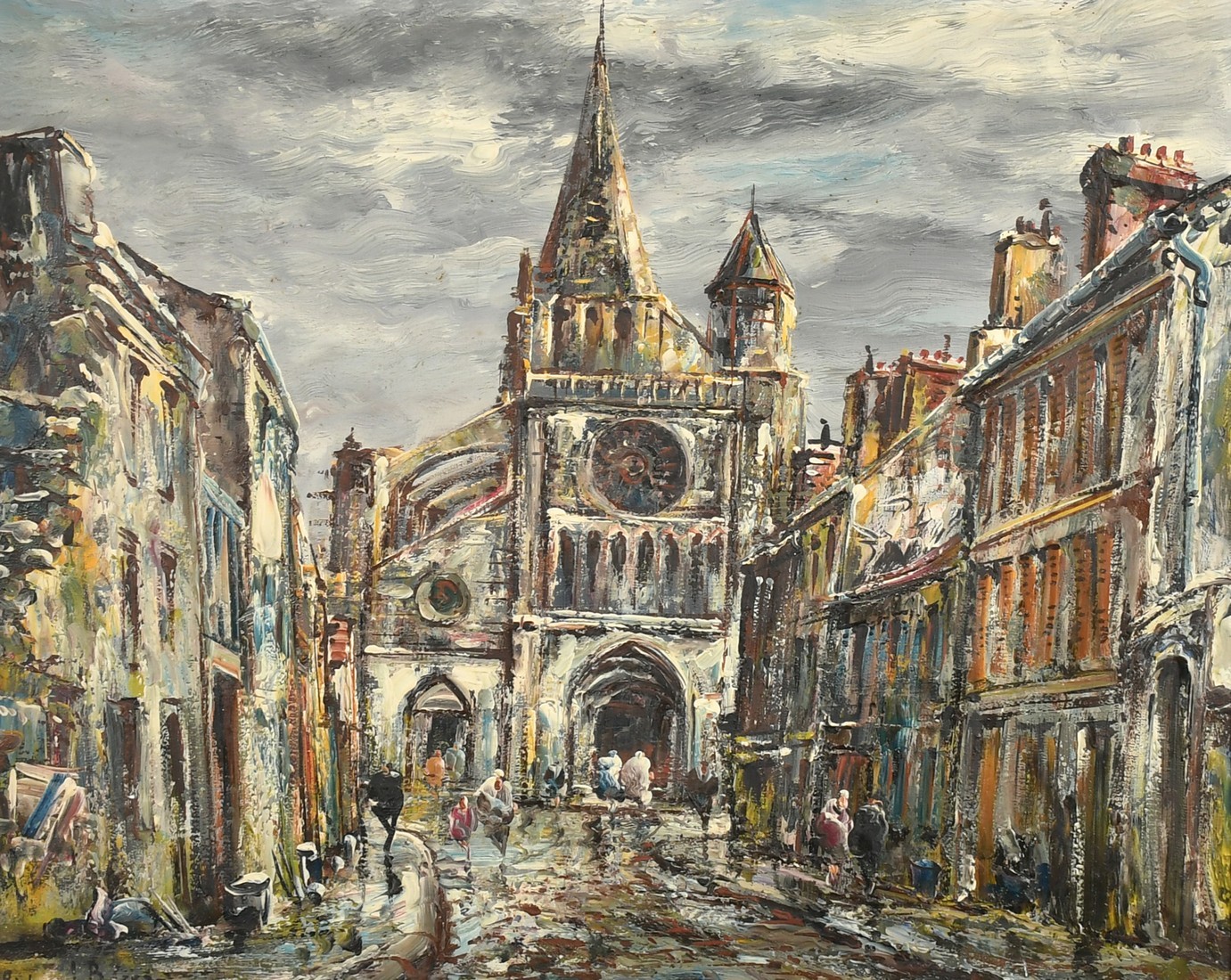 Raymond Besse (1899-1969) French, a view of Brie-Comte-Robert, oil on canvas, signed, 18" x 21.