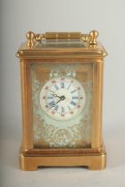 A MINIATURE FRENCH SEVRES DESIGN BLUE CLOCK. 2.25ins.