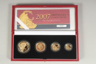THE ROYAL MINT. 2007, UNITED KINGDOM GOLD PROOF FOUR COIN SOVEREIGN COLLECTION. Cerificate 0541. £