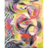 Nathalie Diaz, Circa 2005, abstract composition, oil on canvas, signed, 24" x 20" (61 x 51cm), (