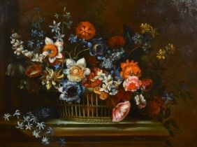 Maris (20th Century). A still life of mixed flowers, oil on panel, signed, 18" x 24" (46 x 61cm).